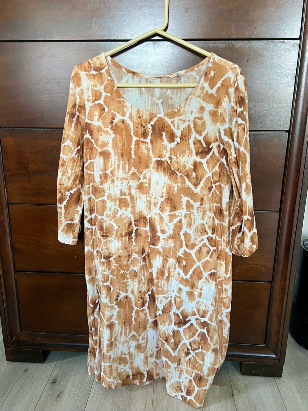 Soft Surroundings Brown and White Printed Midi Dress